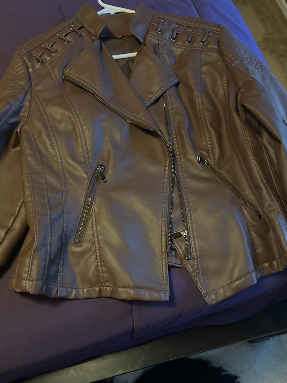 Men's Brown Faux Leather Biker Jacket